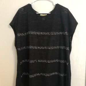 Davina Women’s Large Black and Silver Short Sleeve Sweater